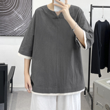 T8882P45大皂风百搭休闲青年V领盘扣风撞色纯棉T恤夏装潮，男装T恤，电商A026