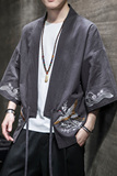 F861P55室内风七分袖仙鹤绣花棉麻潮流宽松风汉服外套，男装夹克，电商A026