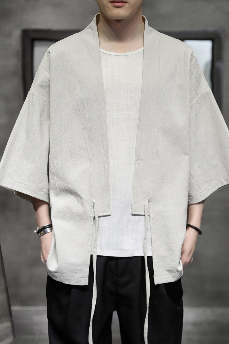 K626P30室内风百搭潮流夏装外套纯棉风仙鹤刺绣开衫汉服,男装民族服装,电商A026