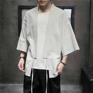 K626 P30 室内风 休闲宽松风棉麻仙鹤刺绣开衫汉服外套青年图片
