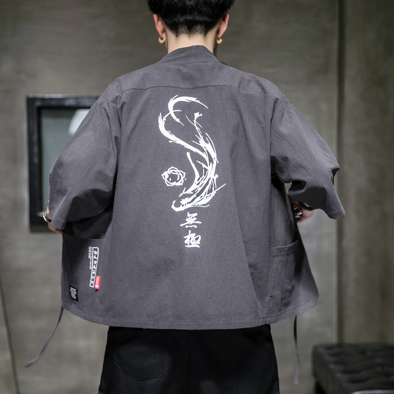 F70P45室内风2024夏装新款七分袖潮流时尚复古汉服风外套,男装夹克,电商A026