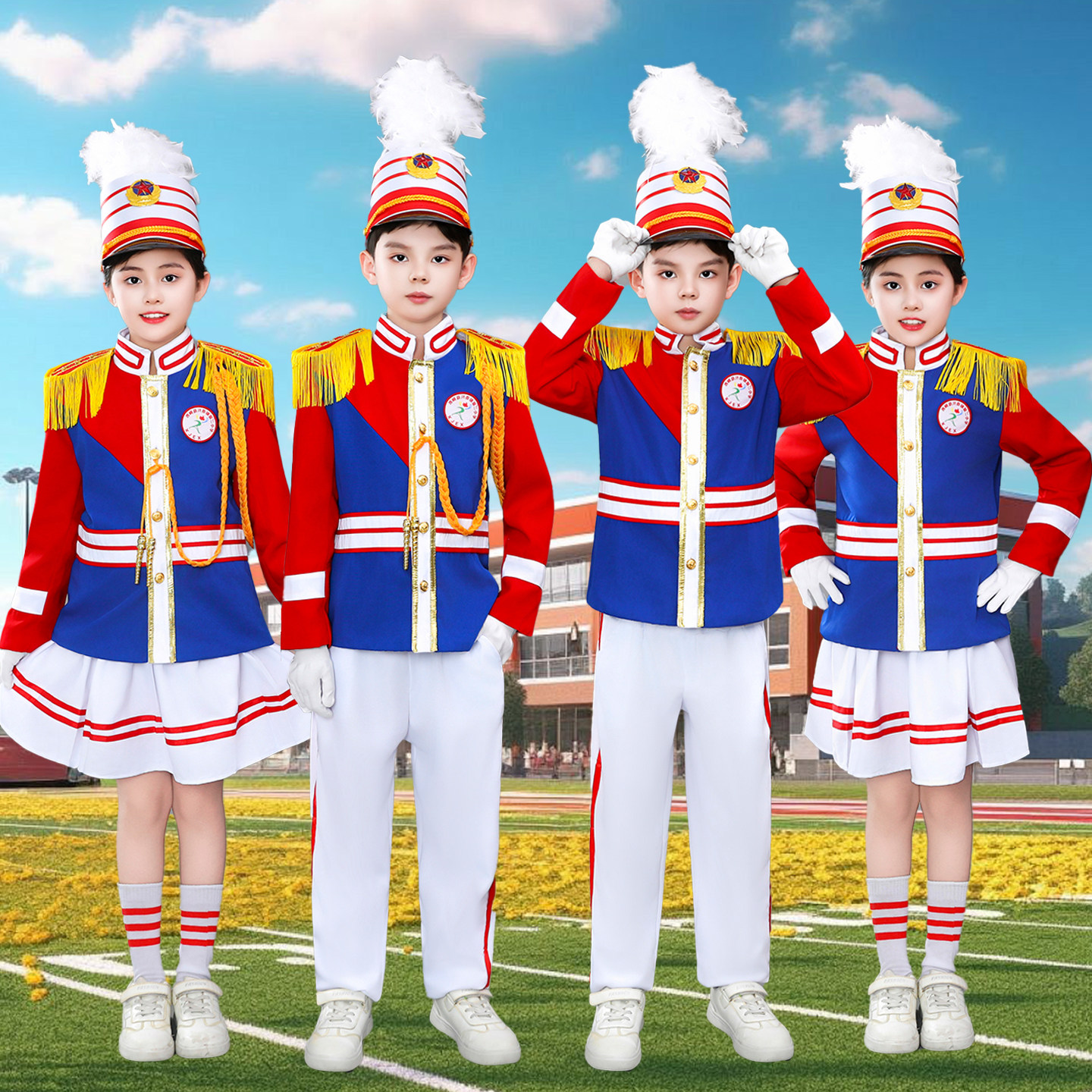 新款鼓号队服装中小学生升旗手幼儿园童仪仗队管乐队少先队鼓号服