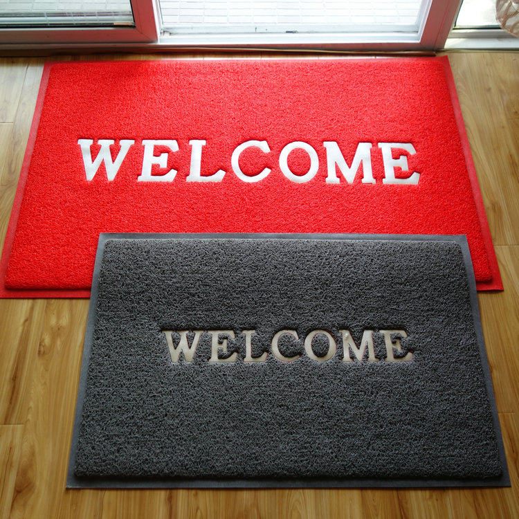 欢迎光临门垫丝圈地毯进门门口出入平安地垫入户迎宾门厅红色脚垫
