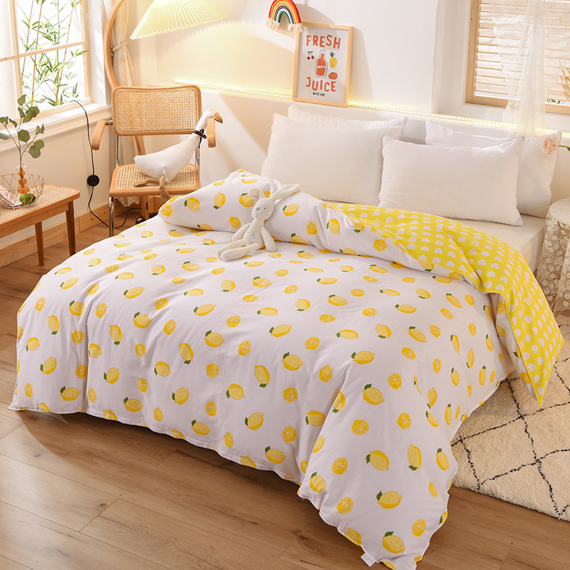 全棉一颗柠檬被套单件双人100纯棉小清新单人学生宿舍被罩150x200