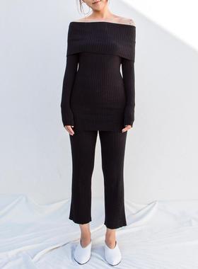 芦苇种子ReedSeed｜罗纹露肩针织毛衣 RS01002