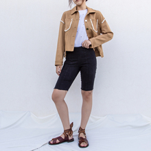 不规则下摆设计感流苏边棉质休闲外套RS03013