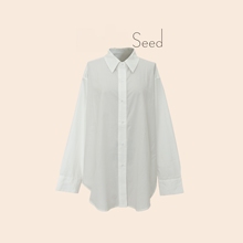 侧开叉落肩宽松阔型白衬衫RS06045