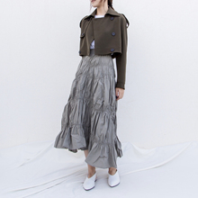 工装风橄榄绿双排扣超短外套RS03011