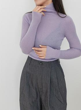 全羊毛无缝一体成型修身显瘦半高龄针织打底衫RS01055