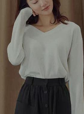 芦苇种子ReedSeed｜羊毛兔绒廓形V领毛衣 RS01010