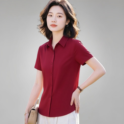 短袖衬衣女显瘦上衣洋气妈妈小衫