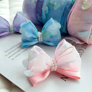 手工丝带diy蝴蝶结辅料配件幻彩花片网纱拷边纱带发夹材料一琳D30