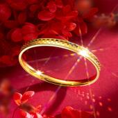 越南沙金蜂巢鳞片镯子爆闪镭射龙鳞波点手镯仿真999镀金手环首饰