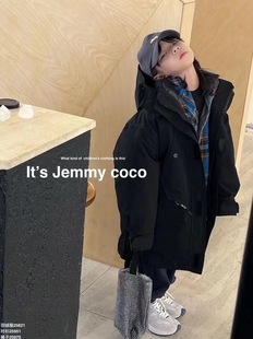 冬款波拉BORA韩国童装儿童中大童中长款风衣羽绒服外套可脱卸现货