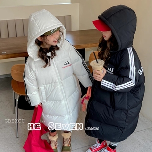 冬款波拉BORA韩国童装儿童中大童学院风加厚羽绒服亲子白鸭绒
