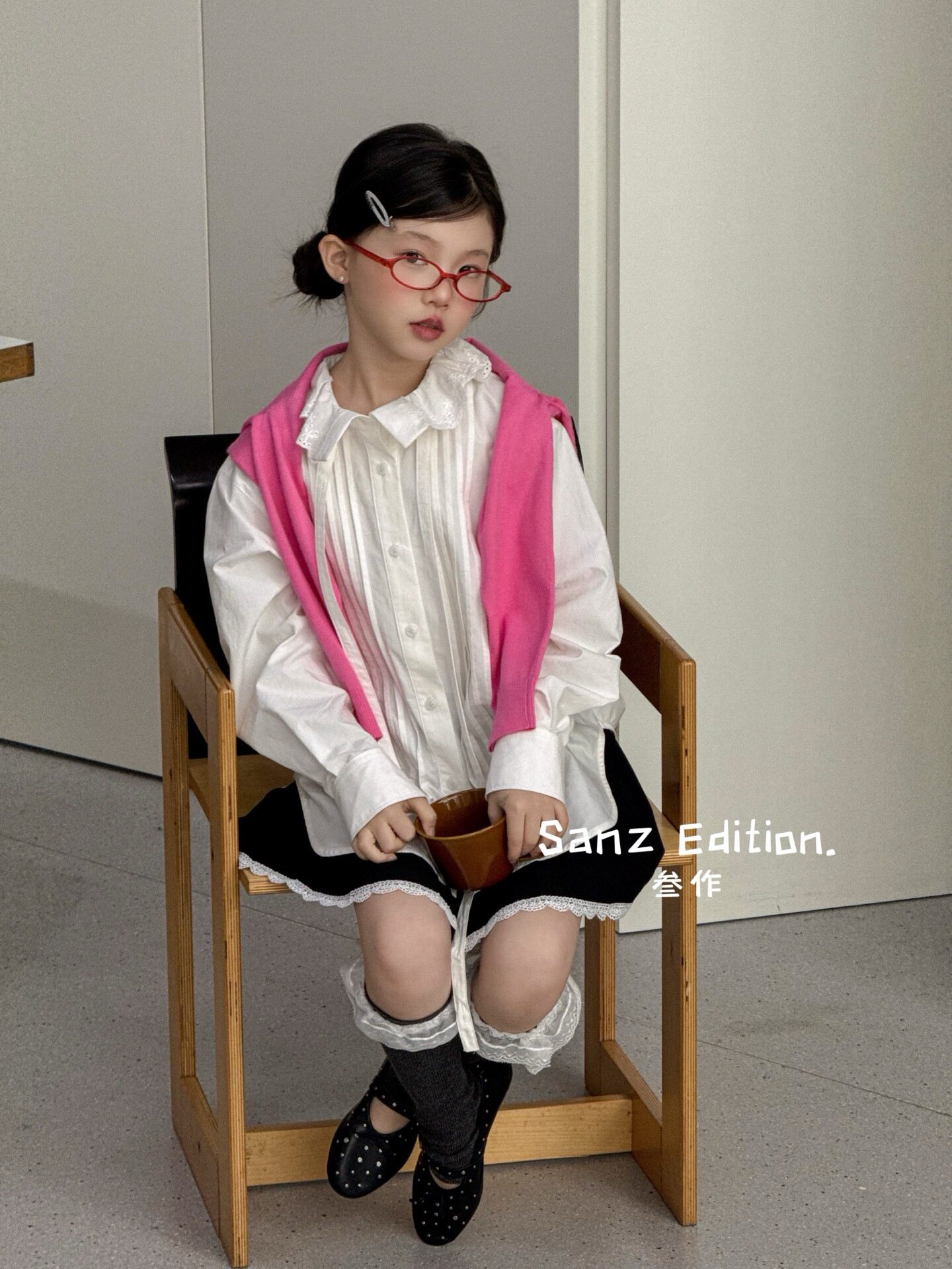 波拉BORA韩国童装女童刺绣衬衫