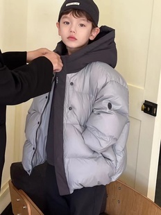 冬款波拉BORA韩国童装男女童连帽拼色加厚羽绒服外套亲子现货