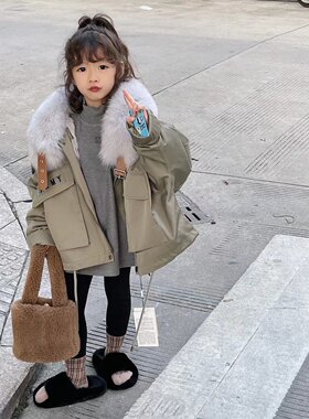 加厚獭兔毛派克服外套男女