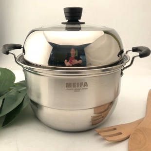 美发不锈钢双篦蒸锅蒸馒头馍馍加厚二层蒸片家用煤气灶电磁炉大44