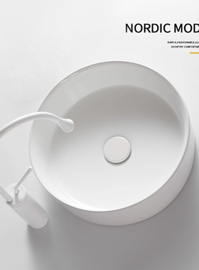 唯雅士北欧现代圆形台上盆陶瓷北欧现代简约洗手面盆卫生间小尺寸