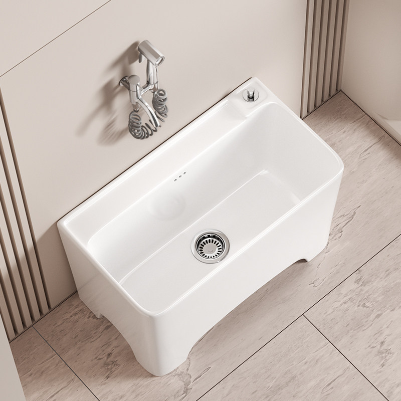 户外庭院陶瓷拖把池大号家用阳台高脚洗手拖布池卫生间墩布水槽盆 - 封面