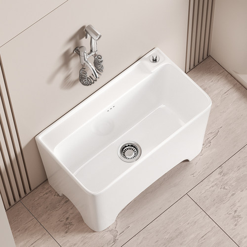 户外庭院陶瓷拖把池大号家用阳台高脚洗手拖布池卫生间墩布水槽盆