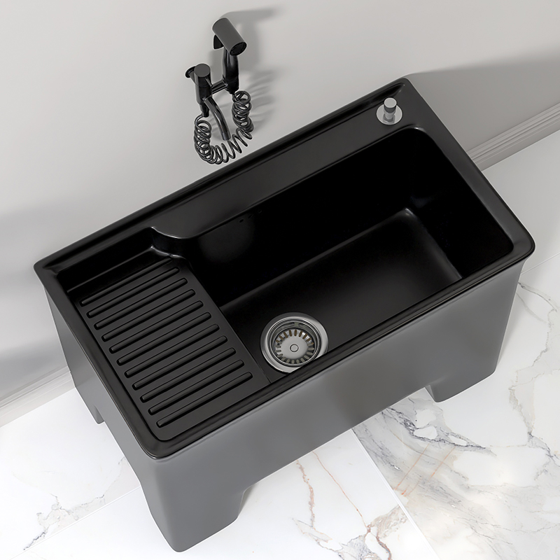 阳台洗衣盆拖把池带搓衣板黑色