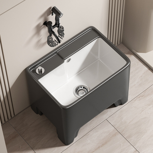 意式极简雾霾灰家用阳台拖把池卫生间洗拖布池盆庭院高脚墩布水池