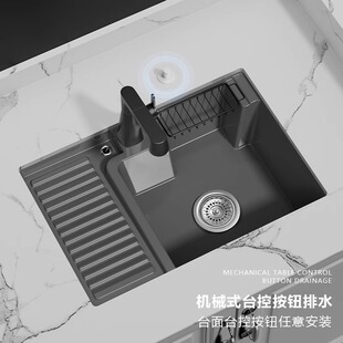 阳台灰色陶瓷台下盆洗手单盆洗衣盆带搓板家用嵌入式加深洗衣池槽