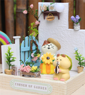 猫部杂货 夏季庭院场景迷你公仔 炎炎夏日微景观柴犬日式车载摆件
