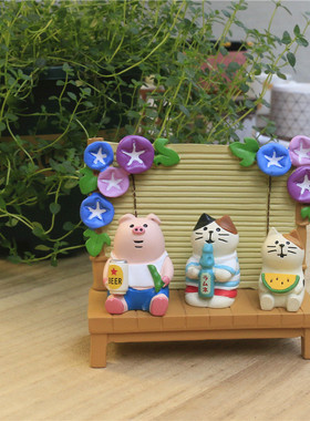 猫咪喝汽水可爱手办迷你公仔摆件