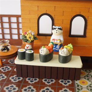 猫部杂货 美食不可辜负日式寿司店猫咪食玩微场景小摆件 迷你公仔