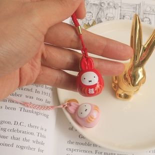猫部杂货 日式卡通米飞小兔子福气铃铛挂件钥匙包包手机挂饰