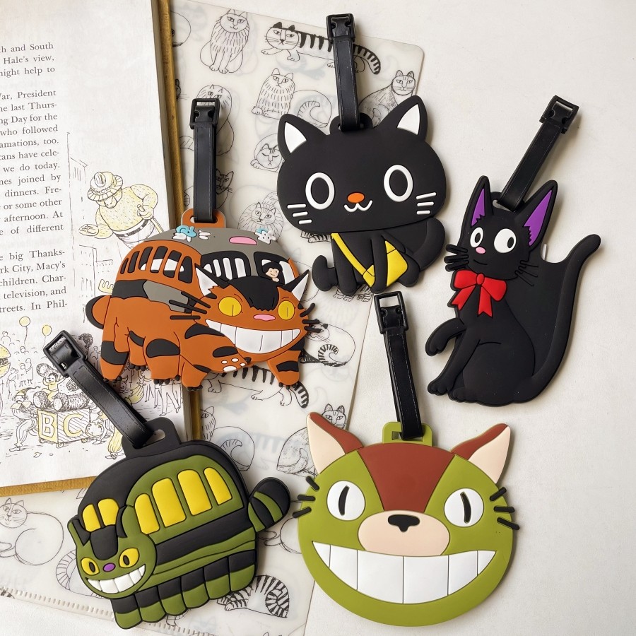 猫部杂货 日本乡村龙猫巴士行李牌小可爱小黑猫防丢标签识别挂牌