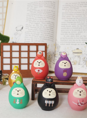 猫部杂货decole招福祈愿达摩摆件