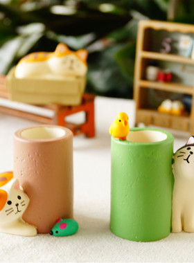 猫部杂货decole软萌文具收纳小鸟