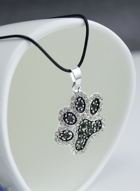 新款韩版创意狗爪子项链潮流镶钻吊坠