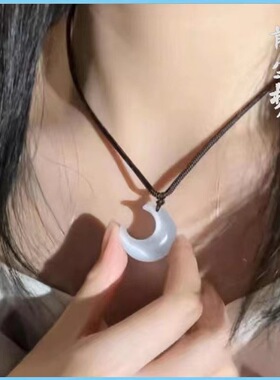 吊坠女小红书网红推荐白月光国风禅意白月光项链子冰种玉髓猫眼石