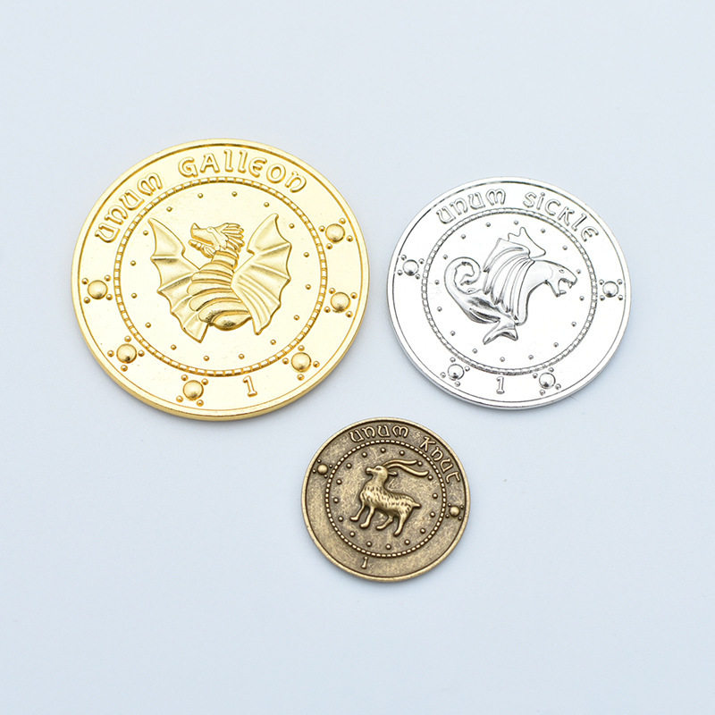哈利电影周边古灵阁巫师银行金币配钱袋纪念币金加隆礼物