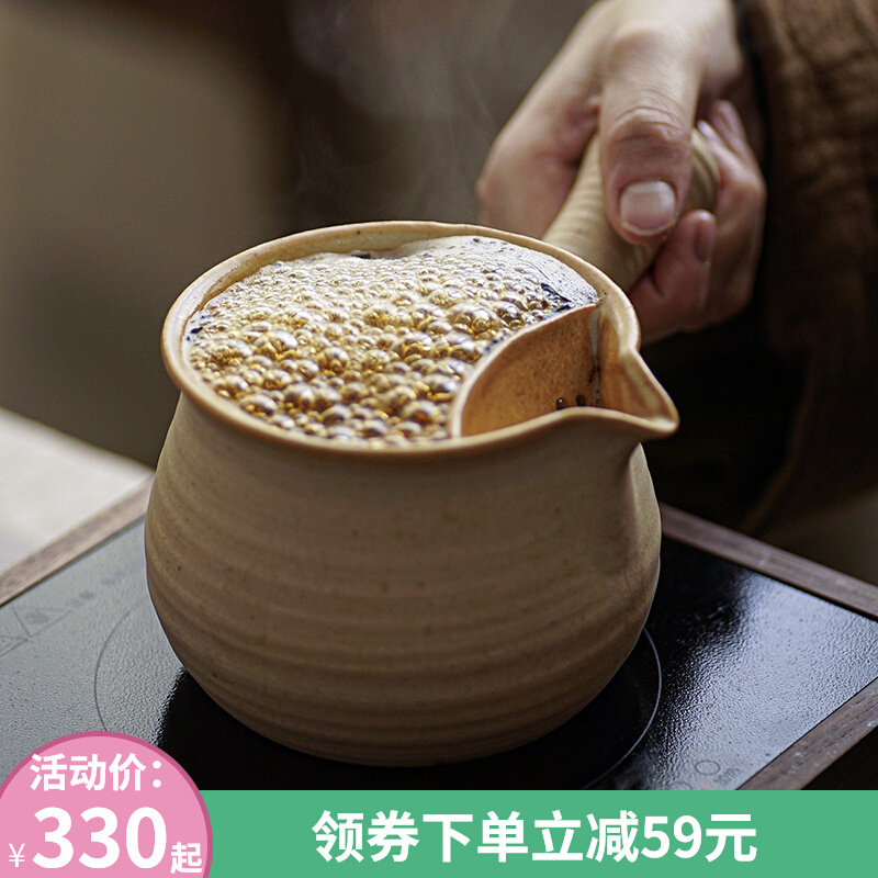 茶诵日式侧把茶壶陶瓷茶道复古粗陶煮茶器煮茶壶泡茶壶小满-第1张图片-提都小院