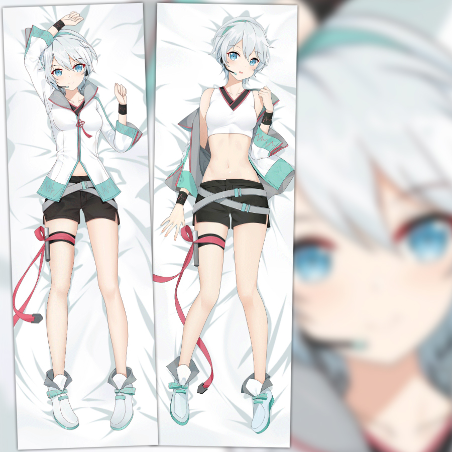 初音未来V家 卡通长睡枕 言和 礼物二次元靠枕动漫周边等身抱枕