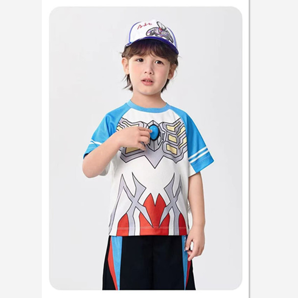 奥特曼男童短袖运动套装2025夏季新款柔软吸汗儿童上衣两件套