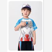 新款 2025夏季 柔软吸汗儿童上衣两件套 运动套装 奥特曼男童短袖