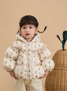 童装女幼童羽绒服婴儿宝宝加厚羽绒冬装女小童法式短款外套潮