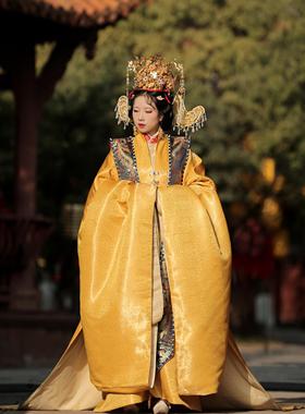 粤华祥汉服婚服仿云锦大衫婚服黄色面料