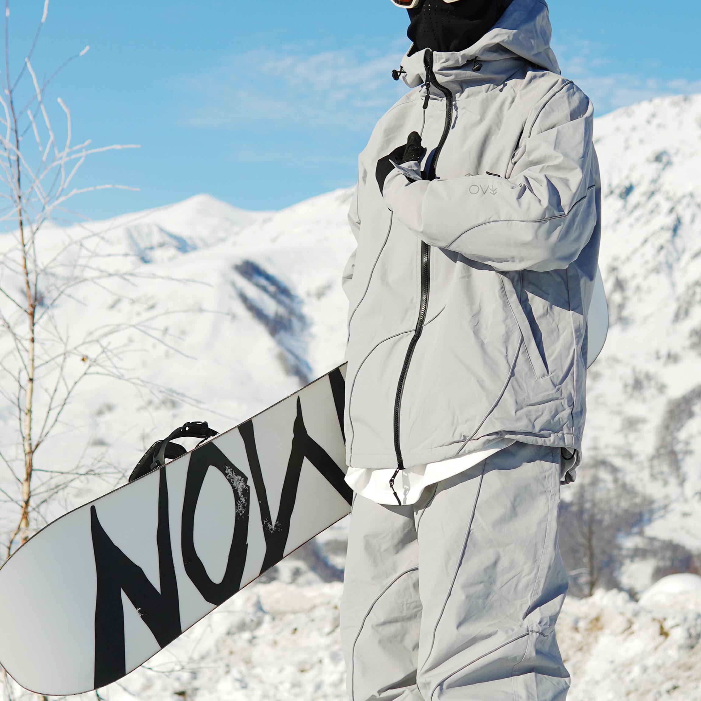 雪否 3M反光加绒防水防风耐磨滑雪套装oversize雪裤单板滑雪服