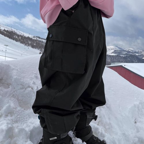雪否 五色口袋裤3L防水防风耐磨oversize宽松加绒百搭单板滑雪裤