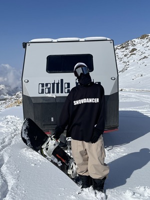雪否 黑色单板滑雪防水over size宽松T恤 透气男女室内滑雪卫衣