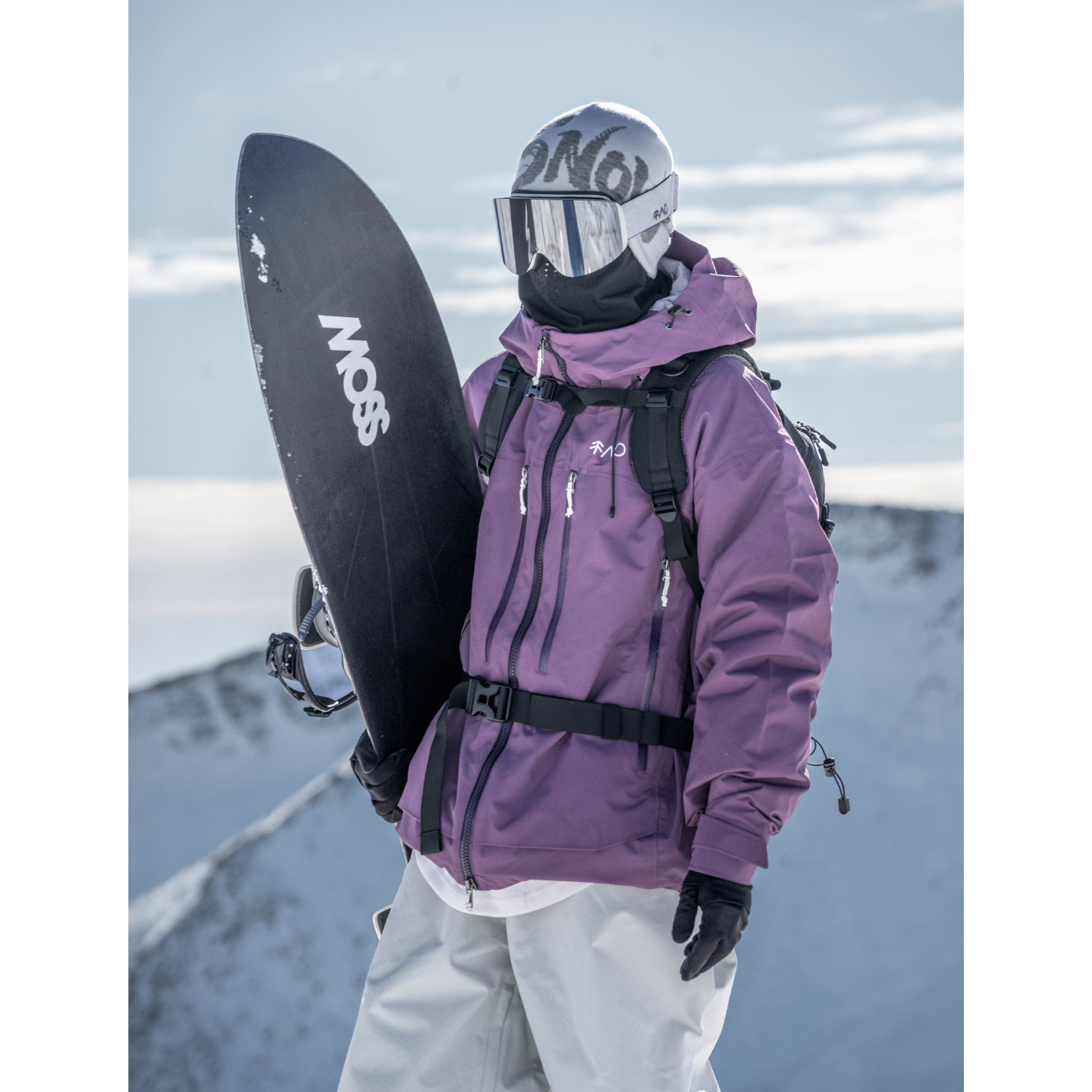 雪否 紫色3L防水防风耐磨滑雪外套全压胶oversize单板滑雪服加绒