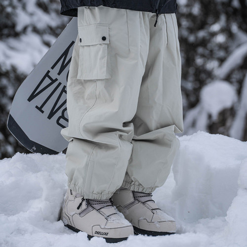 雪否 白色单板滑雪裤雪否防水防风潮款宽松版oversize平价雪裤